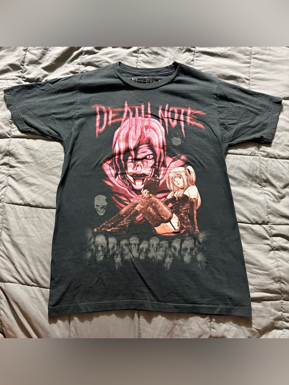 Auth Death Note Shirt Misa Amane Rem Skull Goth Graphic Tee Anime T-Shirt Small